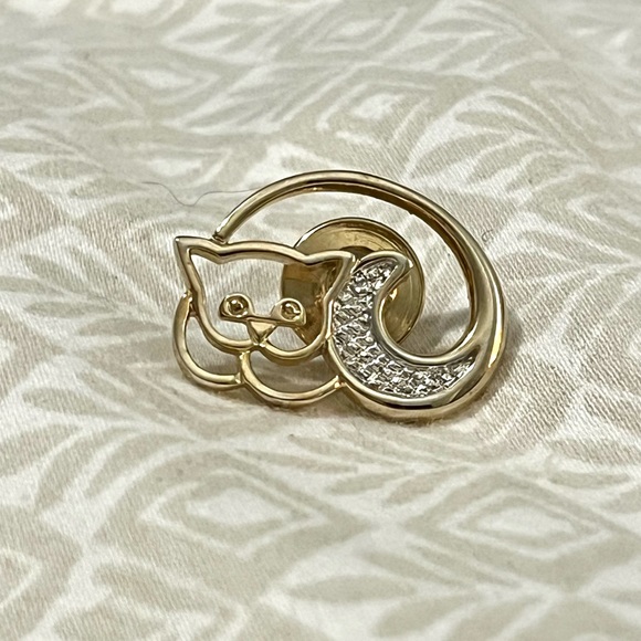 vintage gold and diamond cat brooch - Picture 8 of 14